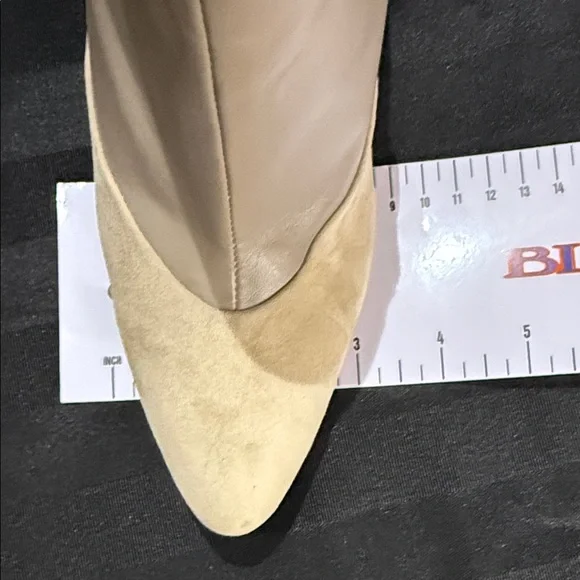 Calvin Klein Black and Beige Heeled Boots - Picture 9 of 11